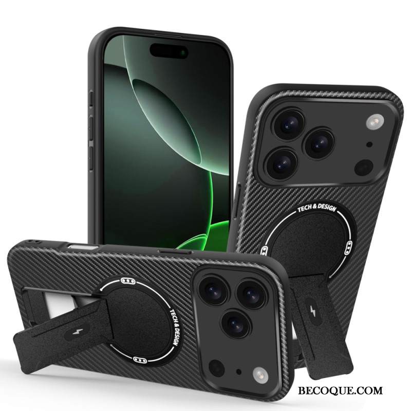 Kuori iPhone 17 Pro Max Hiilikuitukuvio Ja Jalusta