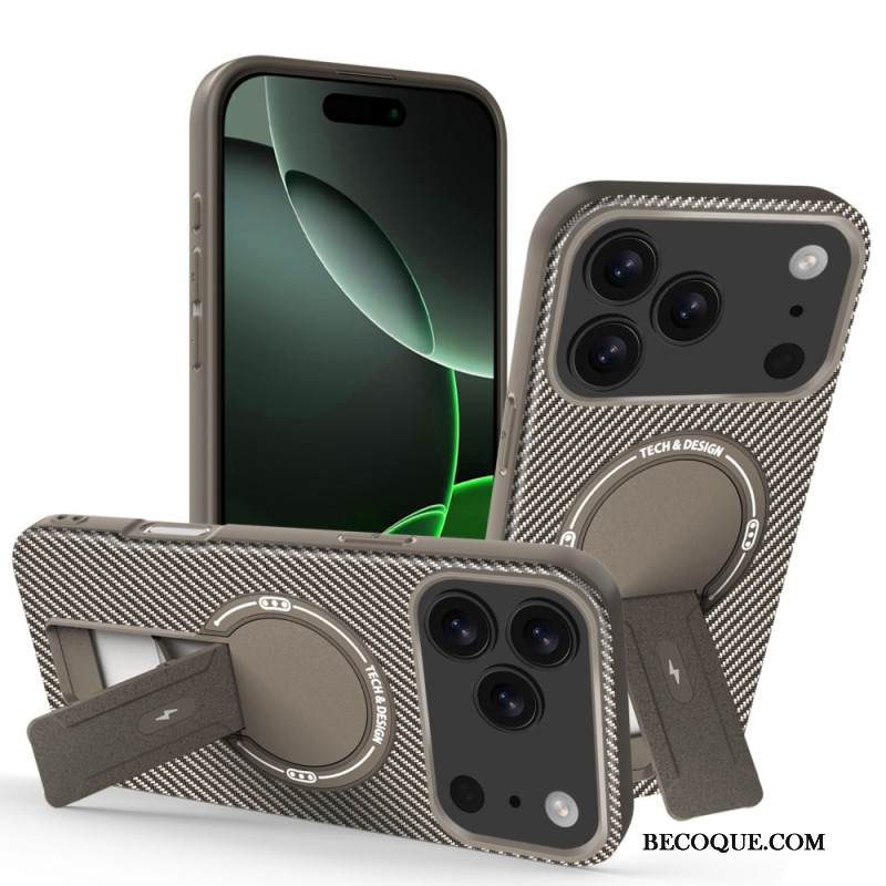 Kuori iPhone 17 Pro Max Hiilikuitukuvio Ja Jalusta