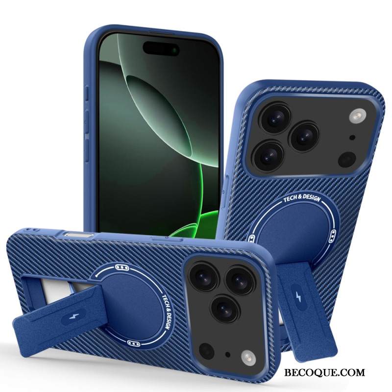 Kuori iPhone 17 Pro Max Hiilikuitukuvio Ja Jalusta