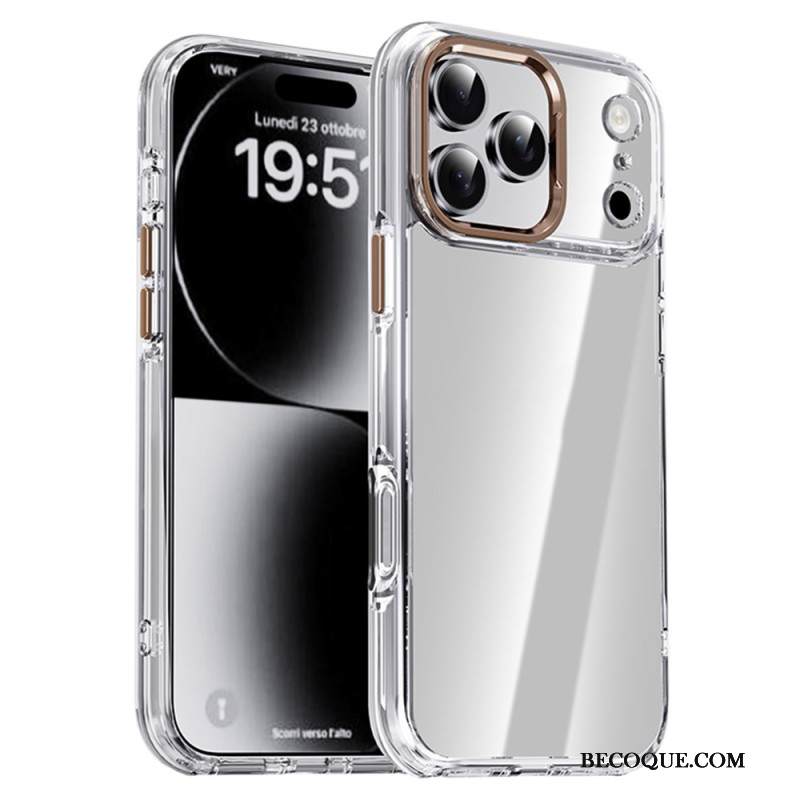 Kuori iPhone 17 Pro Max Ipaky Läpinäkyvä Metallinen Linssikehys
