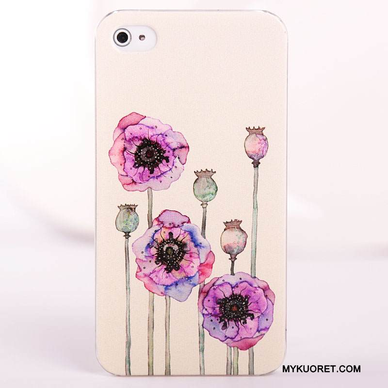 Kuori iPhone 4/4s Maalaus Kova Pesty Suede, Kotelo iPhone 4/4s Suojaus Sininen Puhelimen Kuoret