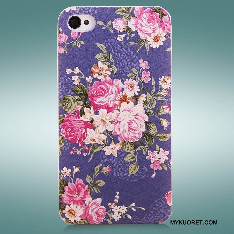 Kuori iPhone 4/4s Maalaus Pesty Suede Kova, Kotelo iPhone 4/4s Suojaus Puhelimen Kuoret Violetti