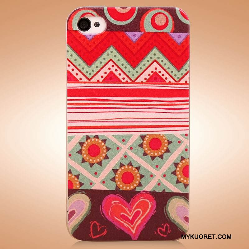 Kuori iPhone 4/4s Maalaus Pesty Suede Kova, Kotelo iPhone 4/4s Suojaus Punainen Puhelimen Kuoret