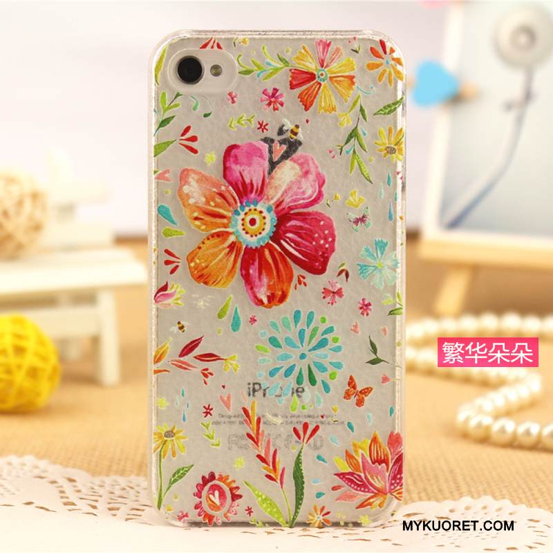 Kuori iPhone 4/4s Maalaus Puhelimen Kuoret Kevyt, Kotelo iPhone 4/4s Monivärinen Kukkakuvio