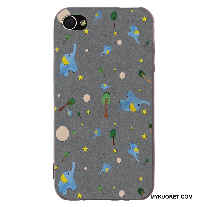 Kuori iPhone 4/4s Pehmeä Neste Murtumaton Syvä Väri, Kotelo iPhone 4/4s Sarjakuva Trendi Pesty Suede