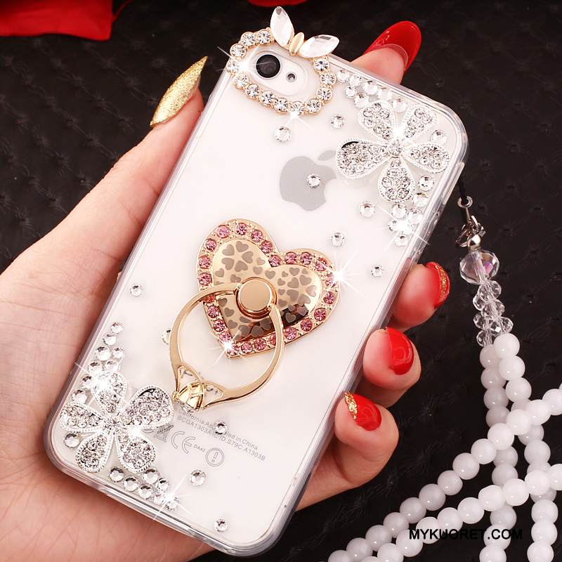 Kuori iPhone 4/4s Tuki Puhelimen Kuoret Ripustettavat Koristeet, Kotelo iPhone 4/4s Strassi Sininen Murtumaton