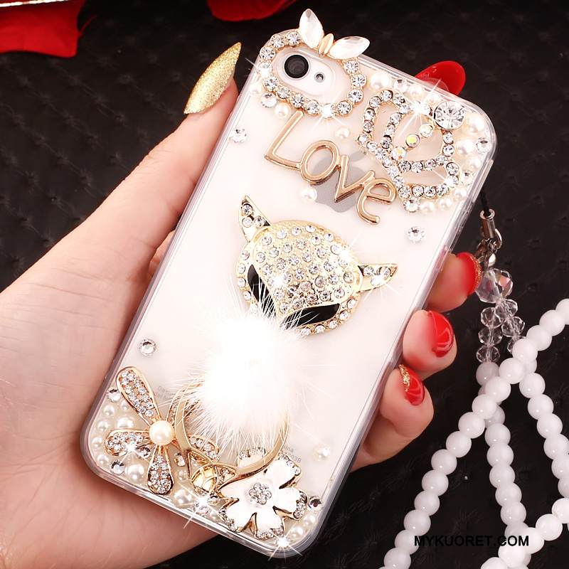 Kuori iPhone 4/4s Tuki Puhelimen Kuoret Ripustettavat Koristeet, Kotelo iPhone 4/4s Strassi Sininen Murtumaton