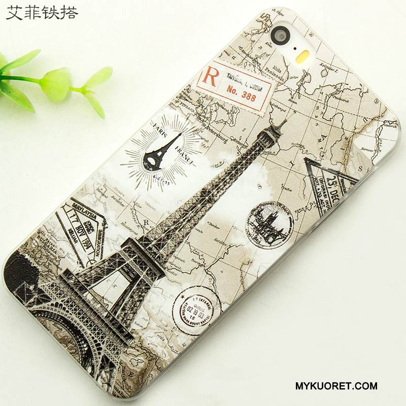 Kuori iPhone 5/5s Kohokuviointi Puhelimen Kuoret Punainen, Kotelo iPhone 5/5s Sarjakuva