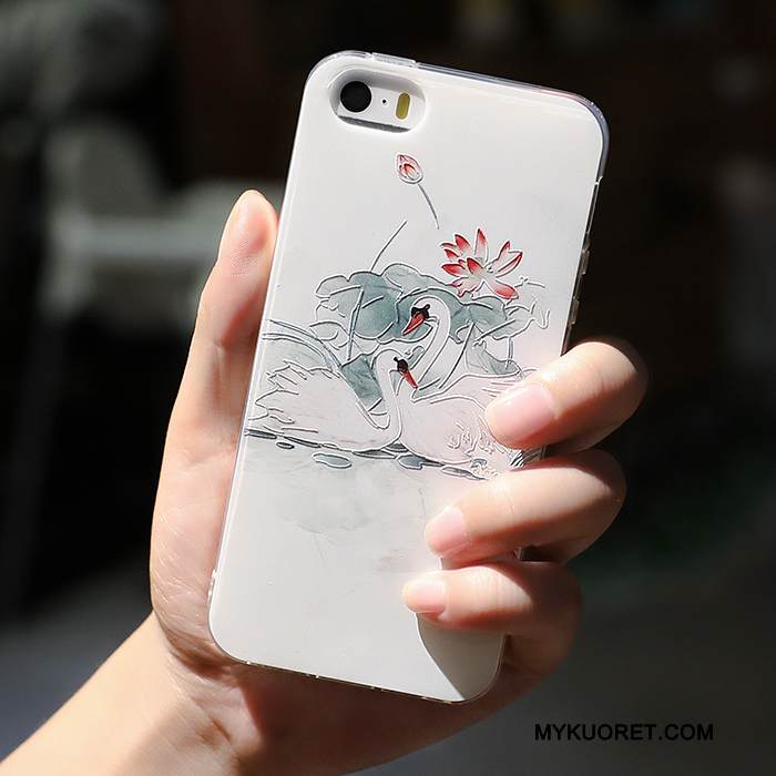 Kuori iPhone 5/5s Kohokuviointi Vihreä Ripustettavat Koristeet, Kotelo iPhone 5/5s Laukut Puhelimen Kuoret Trendi