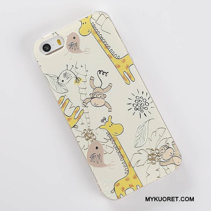 Kuori iPhone 5/5s Laukut Keltainen Ripustettavat Koristeet, Kotelo iPhone 5/5s Pehmeä Neste Puhelimen Kuoret