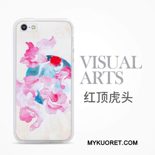 Kuori iPhone 5/5s Laukut Murtumaton Kiinalainen Tyyli, Kotelo iPhone 5/5s Suojaus Trendi Punainen