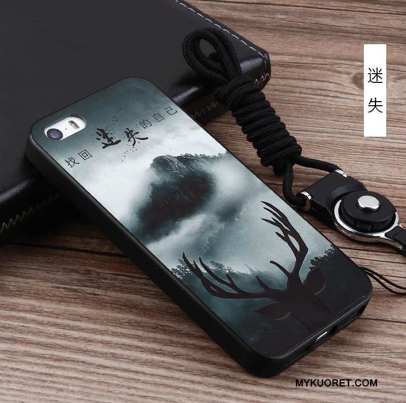 Kuori iPhone 5/5s Luova Murtumaton Persoonallisuus, Kotelo iPhone 5/5s Silikoni Musta Taide