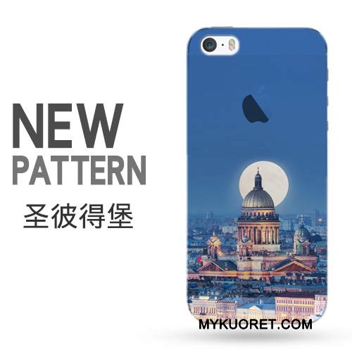 Kuori iPhone 5/5s Luova Sininen Puhelimen Kuoret, Kotelo iPhone 5/5s Suojaus Yksinkertainen Läpinäkyvä