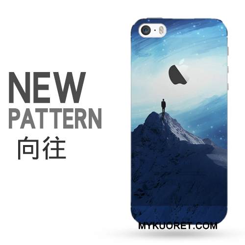 Kuori iPhone 5/5s Luova Sininen Puhelimen Kuoret, Kotelo iPhone 5/5s Suojaus Yksinkertainen Läpinäkyvä