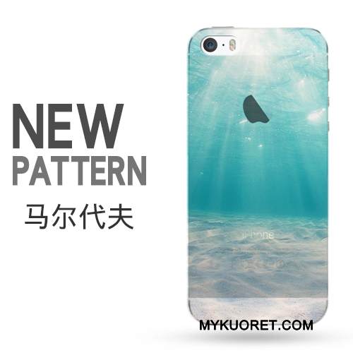 Kuori iPhone 5/5s Luova Sininen Puhelimen Kuoret, Kotelo iPhone 5/5s Suojaus Yksinkertainen Läpinäkyvä