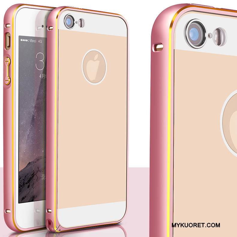 Kuori iPhone 5/5s Metalli Kulta Takakansi, Kotelo iPhone 5/5s Suojaus Puhelimen Kuoret Kehys
