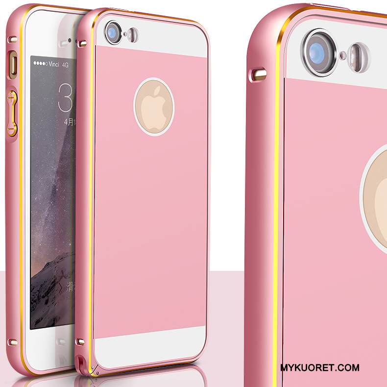 Kuori iPhone 5/5s Metalli Kulta Takakansi, Kotelo iPhone 5/5s Suojaus Puhelimen Kuoret Kehys