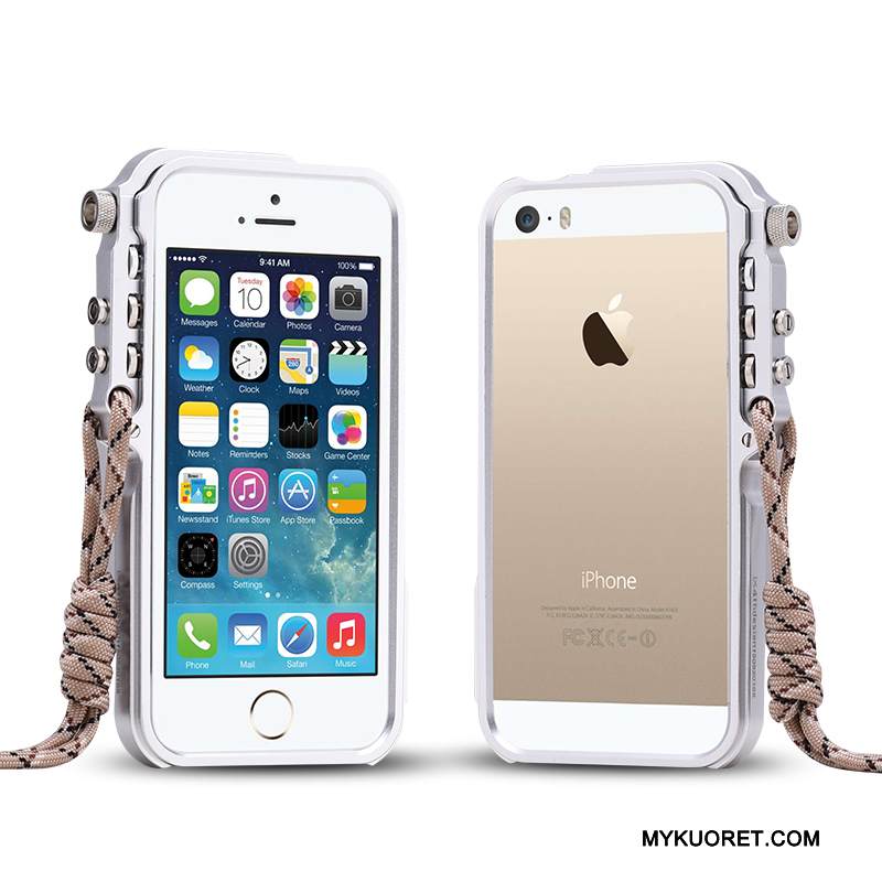 Kuori iPhone 5/5s Metalli Murtumaton Puhelimen Kuoret, Kotelo iPhone 5/5s Suojaus Musta Trendi