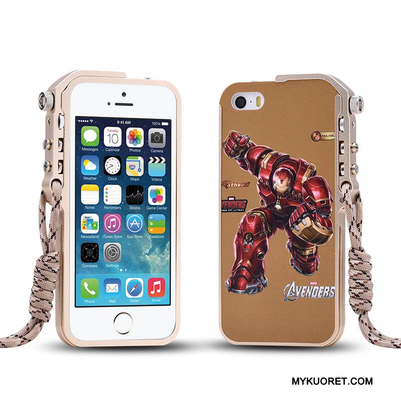 Kuori iPhone 5/5s Metalli Murtumaton Puhelimen Kuoret, Kotelo iPhone 5/5s Suojaus Musta Trendi