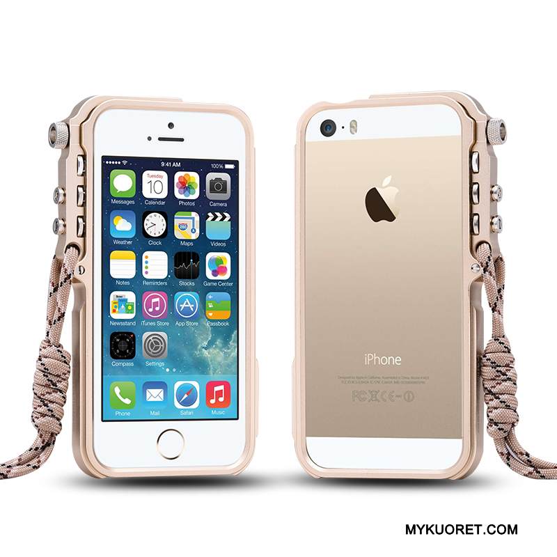 Kuori iPhone 5/5s Metalli Murtumaton Puhelimen Kuoret, Kotelo iPhone 5/5s Suojaus Musta Trendi