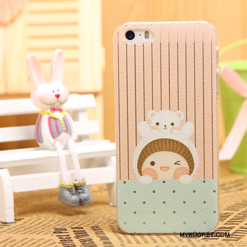 Kuori iPhone 5/5s Nahka Kukkakuvio Läpinäkyvä, Kotelo iPhone 5/5s Suojaus Puhelimen Kuoret Musta