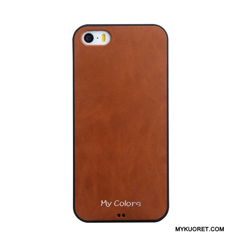 Kuori iPhone 5/5s Nahka Trendi Kiinteä Väri, Kotelo iPhone 5/5s Suojaus Murtumaton Puhelimen Kuoret