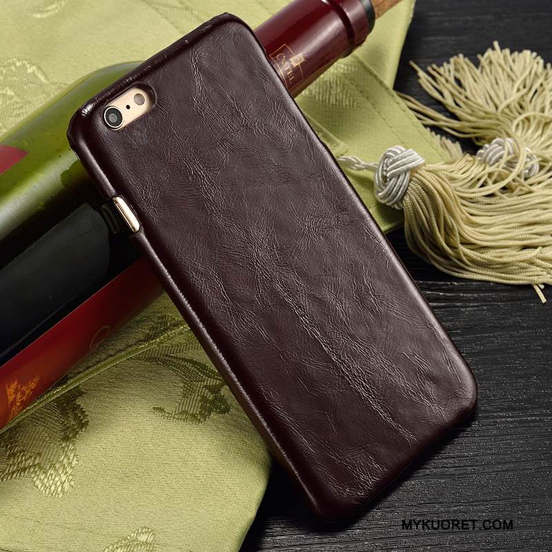 Kuori iPhone 5/5s Nahka Trendi Punainen, Kotelo iPhone 5/5s Suojaus Yksinkertainen Murtumaton