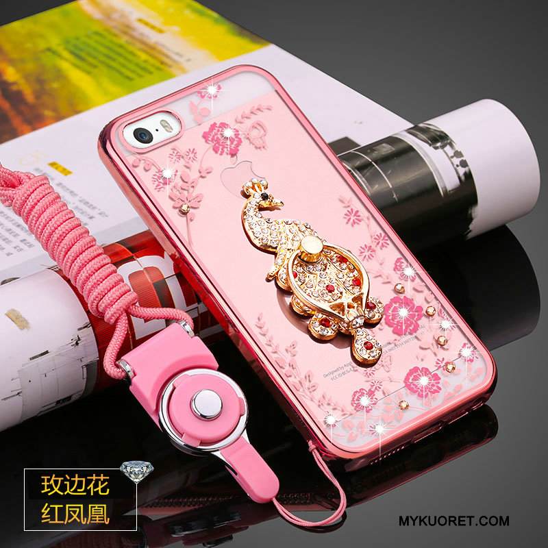 Kuori iPhone 5/5s Pehmeä Neste Kulta Murtumaton, Kotelo iPhone 5/5s Strassi Läpinäkyvä Puhelimen Kuoret