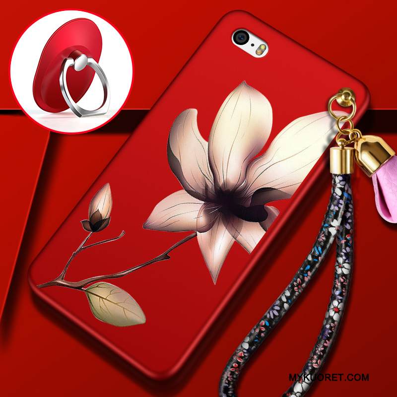 Kuori iPhone 5/5s Pehmeä Neste Ripustettavat Koristeet Ihana, Kotelo iPhone 5/5s Silikoni Punainen Puhelimen Kuoret