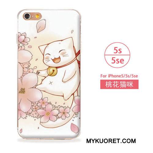 Kuori iPhone 5/5s Pehmeä Neste Sininen Taide, Kotelo iPhone 5/5s Puhelimen Kuoret Kissa