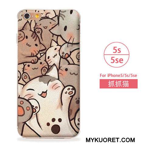 Kuori iPhone 5/5s Pehmeä Neste Sininen Taide, Kotelo iPhone 5/5s Puhelimen Kuoret Kissa