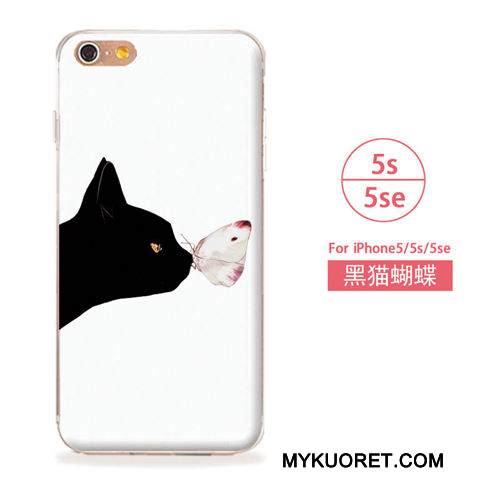 Kuori iPhone 5/5s Pehmeä Neste Sininen Taide, Kotelo iPhone 5/5s Puhelimen Kuoret Kissa