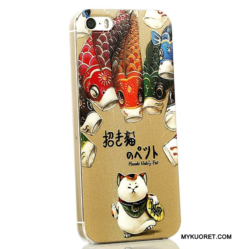 Kuori iPhone 5/5s Sarjakuva Ohut Vihreä, Kotelo iPhone 5/5s Kohokuviointi Valkoinen Läpinäkyvä