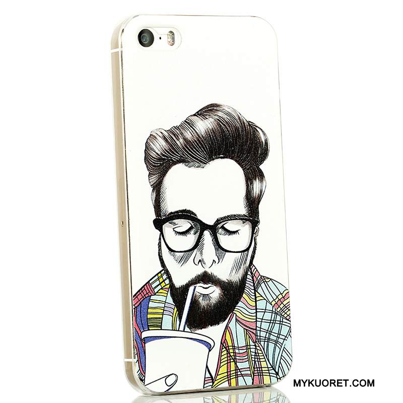 Kuori iPhone 5/5s Sarjakuva Ohut Vihreä, Kotelo iPhone 5/5s Kohokuviointi Valkoinen Läpinäkyvä