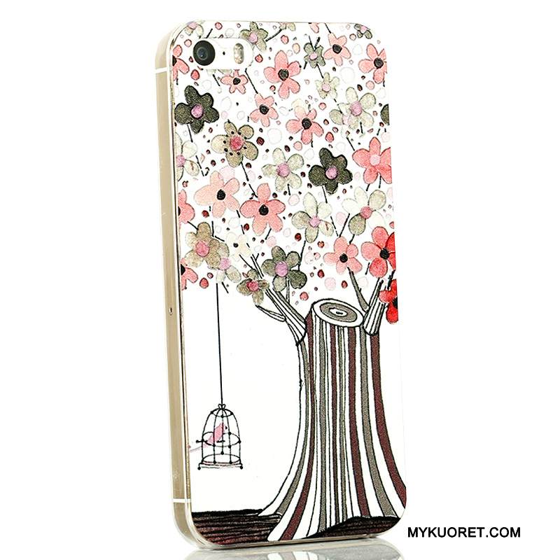 Kuori iPhone 5/5s Sarjakuva Ohut Vihreä, Kotelo iPhone 5/5s Kohokuviointi Valkoinen Läpinäkyvä