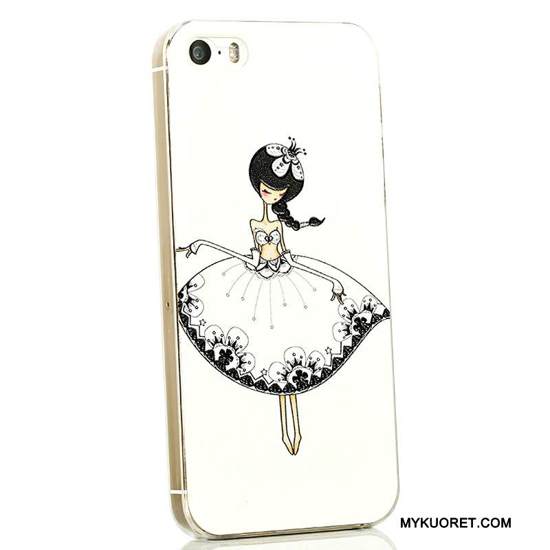 Kuori iPhone 5/5s Sarjakuva Ohut Vihreä, Kotelo iPhone 5/5s Kohokuviointi Valkoinen Läpinäkyvä