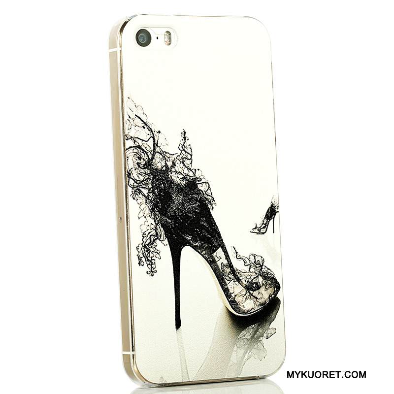 Kuori iPhone 5/5s Sarjakuva Ohut Vihreä, Kotelo iPhone 5/5s Kohokuviointi Valkoinen Läpinäkyvä