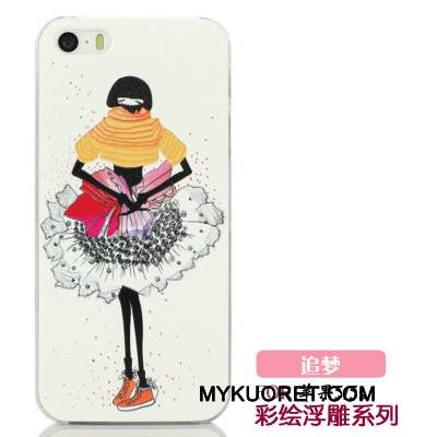 Kuori iPhone 5/5s Sarjakuva Ohut Vihreä, Kotelo iPhone 5/5s Kohokuviointi Valkoinen Läpinäkyvä