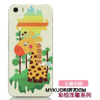 Kuori iPhone 5/5s Sarjakuva Ohut Vihreä, Kotelo iPhone 5/5s Kohokuviointi Valkoinen Läpinäkyvä