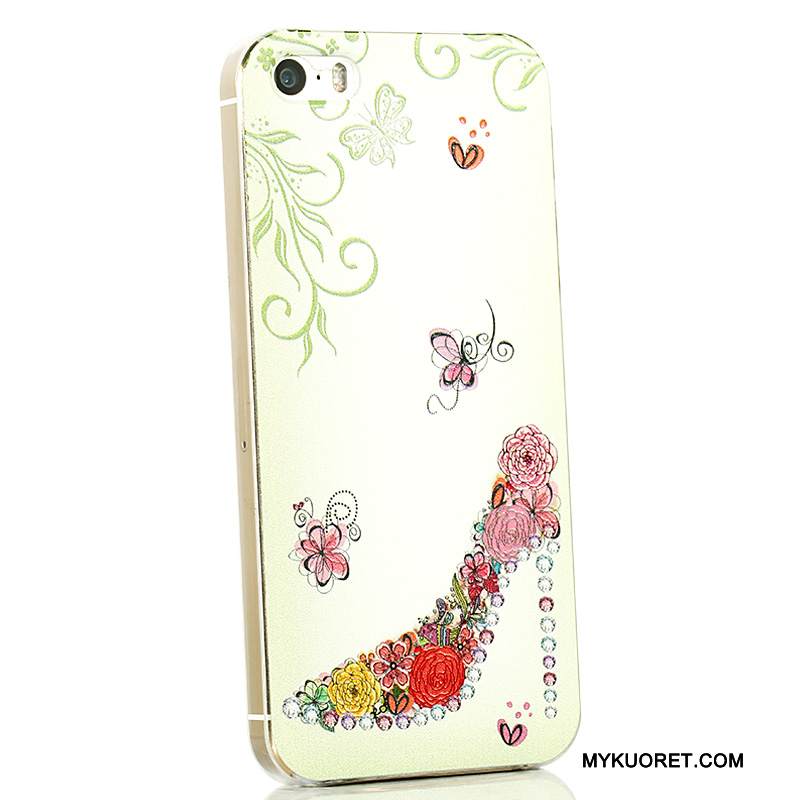 Kuori iPhone 5/5s Sarjakuva Ohut Vihreä, Kotelo iPhone 5/5s Kohokuviointi Valkoinen Läpinäkyvä