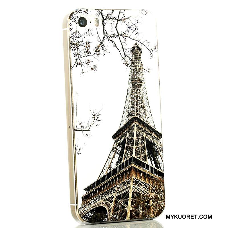 Kuori iPhone 5/5s Sarjakuva Ohut Vihreä, Kotelo iPhone 5/5s Kohokuviointi Valkoinen Läpinäkyvä