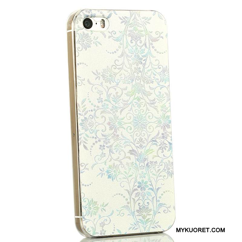 Kuori iPhone 5/5s Sarjakuva Ohut Vihreä, Kotelo iPhone 5/5s Kohokuviointi Valkoinen Läpinäkyvä