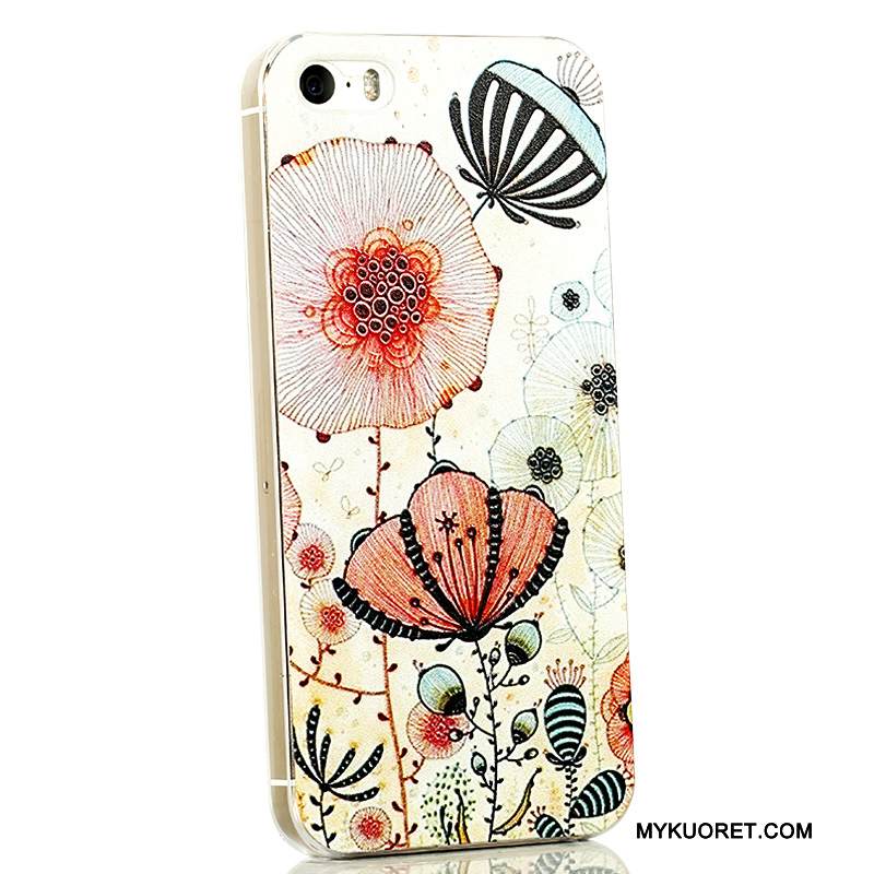 Kuori iPhone 5/5s Sarjakuva Ohut Vihreä, Kotelo iPhone 5/5s Kohokuviointi Valkoinen Läpinäkyvä