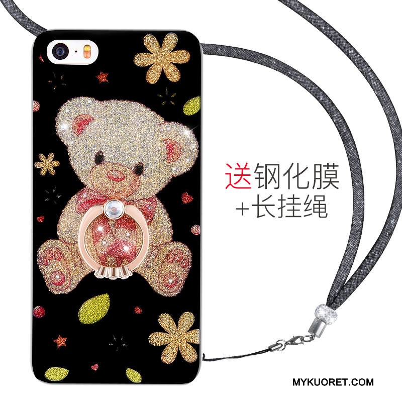 Kuori iPhone 5/5s Sarjakuva Yksinkertainen Ihana, Kotelo iPhone 5/5s Silikoni Puhelimen Kuoret Musta