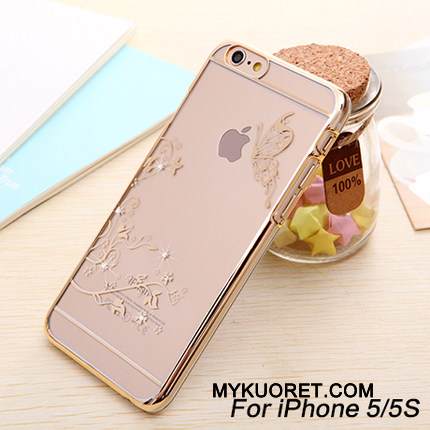 Kuori iPhone 5/5s Silikoni Kulta Murtumaton, Kotelo iPhone 5/5s Suojaus Puhelimen Kuoret Pinnoitus