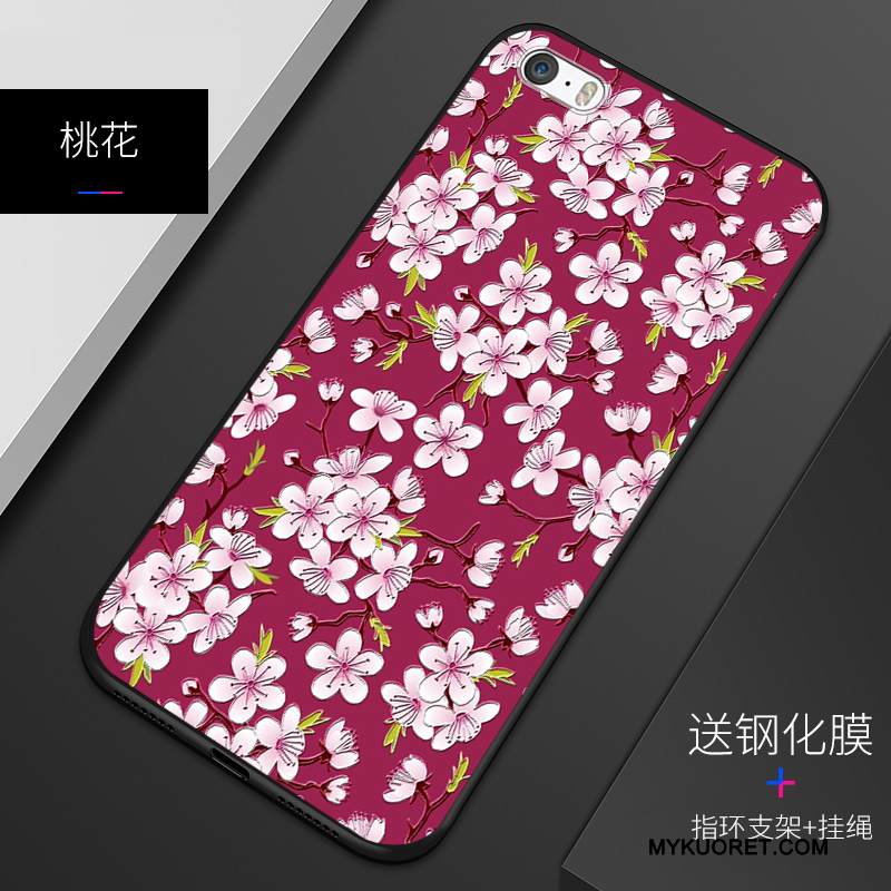 Kuori iPhone 5/5s Silikoni Persoonallisuus Sininen, Kotelo iPhone 5/5s Kohokuviointi Murtumaton Viini Punainen