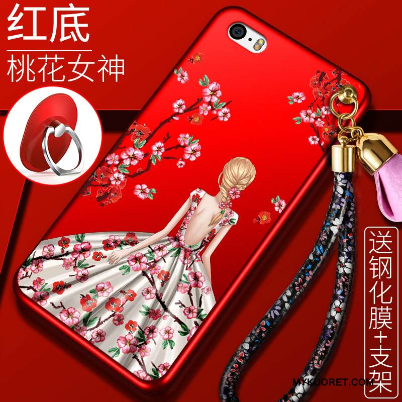 Kuori iPhone 5/5s Silikoni Punainen Murtumaton, Kotelo iPhone 5/5s Suojaus Trendi Puhelimen Kuoret