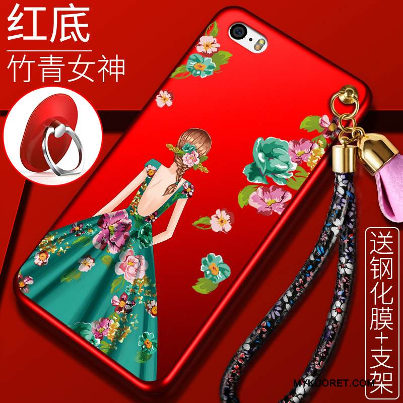 Kuori iPhone 5/5s Silikoni Punainen Murtumaton, Kotelo iPhone 5/5s Suojaus Trendi Puhelimen Kuoret