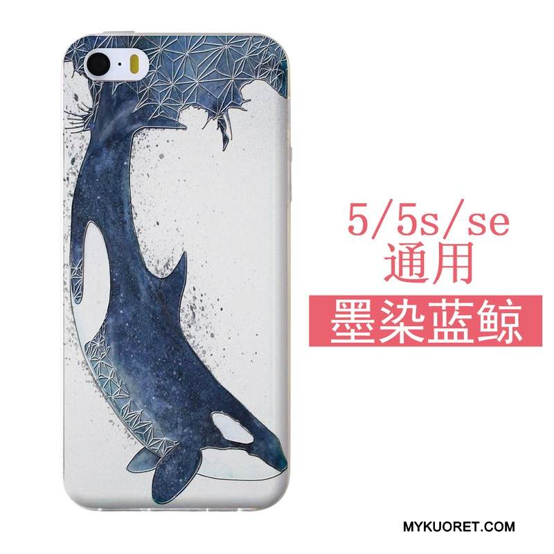 Kuori iPhone 5/5s Silikoni Ripustettavat Koristeet Sininen, Kotelo iPhone 5/5s Laukut Puhelimen Kuoret Valkoinen