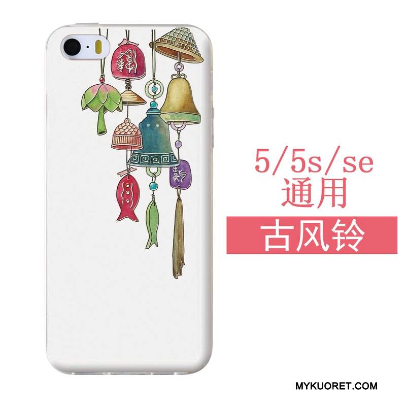 Kuori iPhone 5/5s Silikoni Ripustettavat Koristeet Sininen, Kotelo iPhone 5/5s Laukut Puhelimen Kuoret Valkoinen